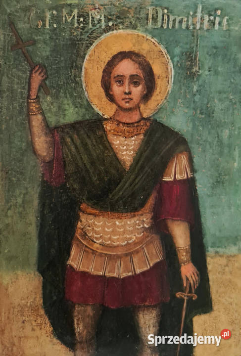 Ikona Święty Dymitr z Tesaloniki 0083 Antyki, Sztuka, Kolekcje Warszawa