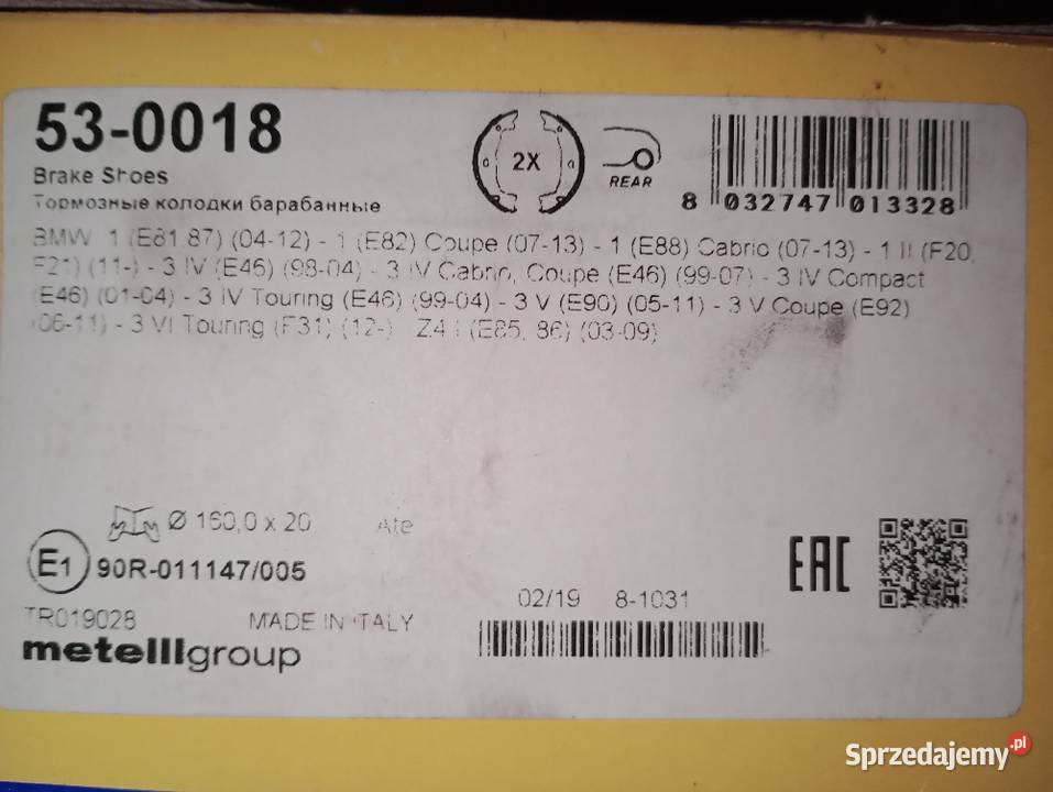 Zestaw szczęk hamulcowych METELLI 530018 Kamieniec