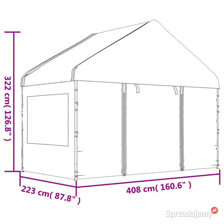 Namiot ogrodowy z dachem biały 1115x408x322 m Warszawa