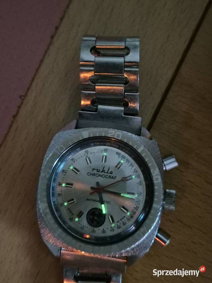 Zabytkowy zegarek Ruhla chronograf z NRD Chorzów