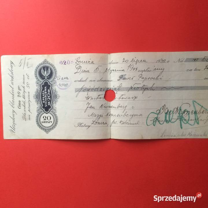 1535 Weksel Wystawiony W Łomży 32 Szczecin sprzedam