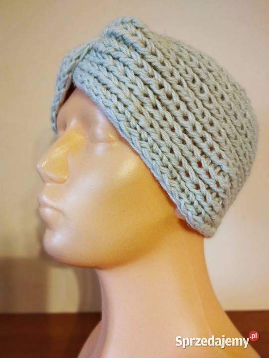 Miętowa wełniana opaska na głowę Olsztyn sprzedam