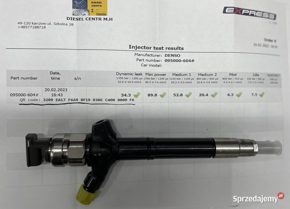 Wtryskiwacz Toyota 2022 Denso 236700R020 osobowe Karczów