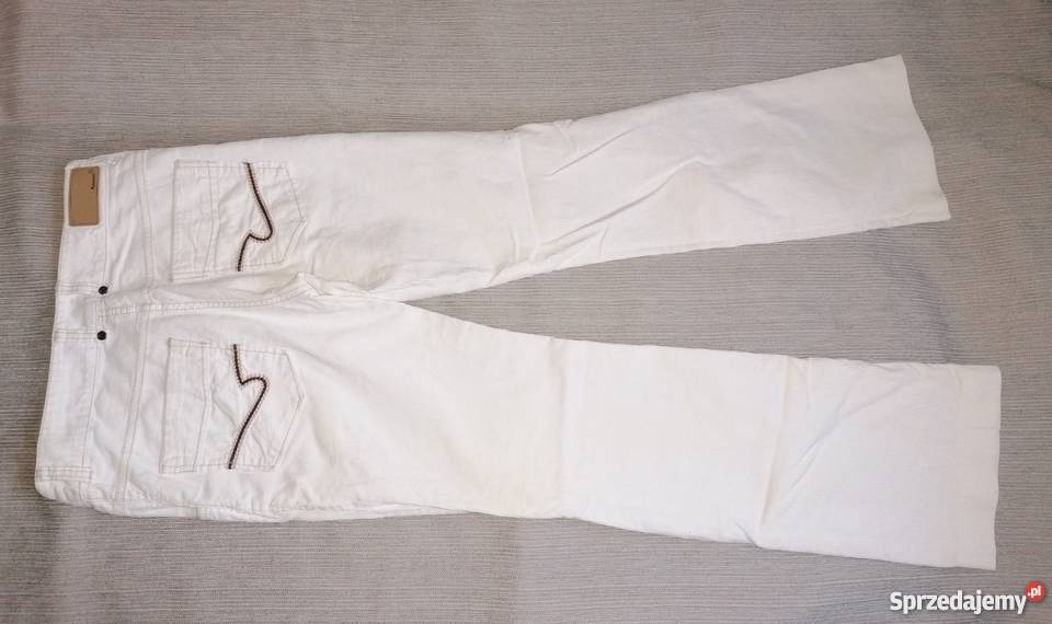 BIAŁE JEANSOWE SPODNIE HOUSE PRĄŻKOWANE RS łódzkie sprzedam