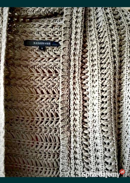 Reserved sweter narzutka wiązany z paskiem Bez wzoru Leszno