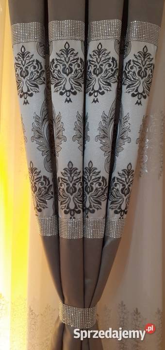 Zasłony blackout srebrny ornament