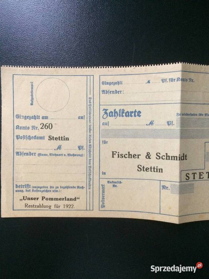 242 Niemiecki Blankiet Pocztowy Stettin Antykwariat zachodniopomorskie Szczecin
