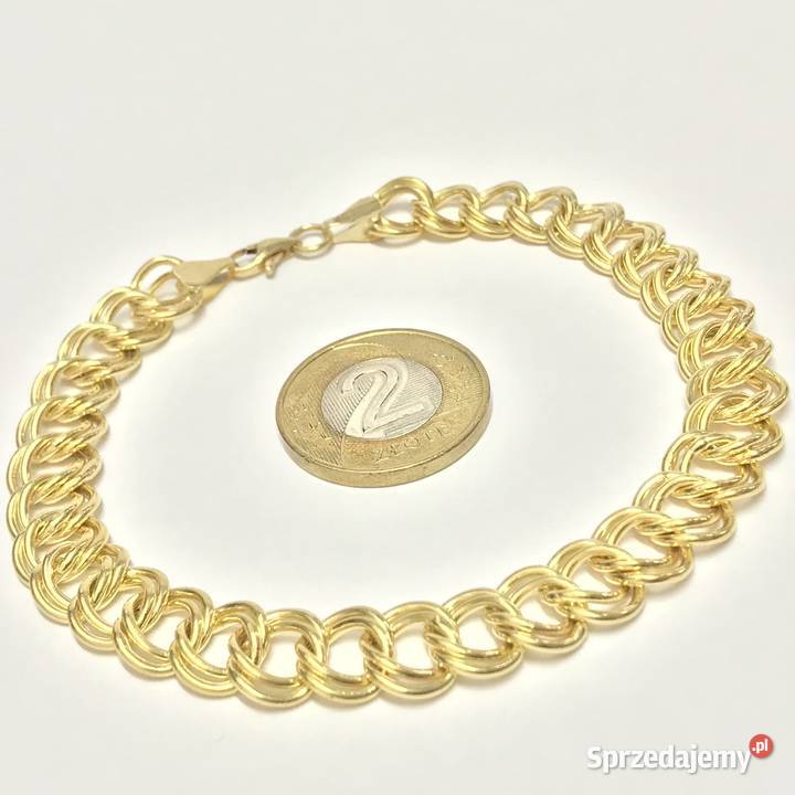 Złota BRANSOLETKA damska 18K podwójna PANCERKA