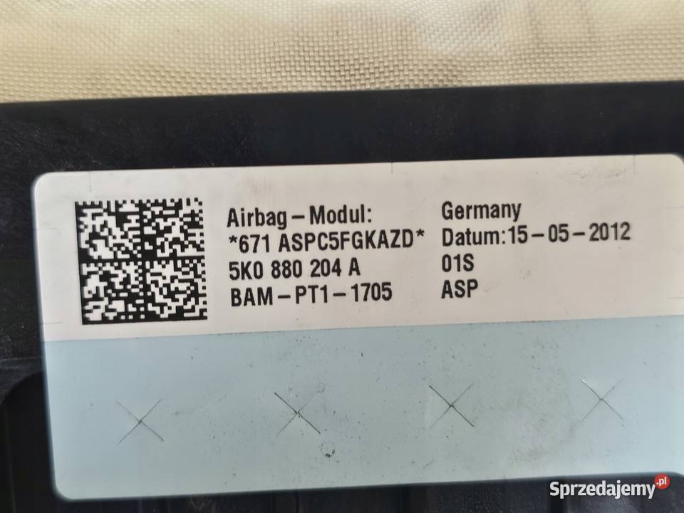GOLF VI 12r AIRBAG poduszka pasażera 5K0880204A Kielce