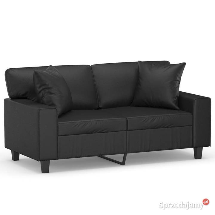 2osobowa sofa z poduszkami czarna 120 sztuczna Warszawa sprzedam