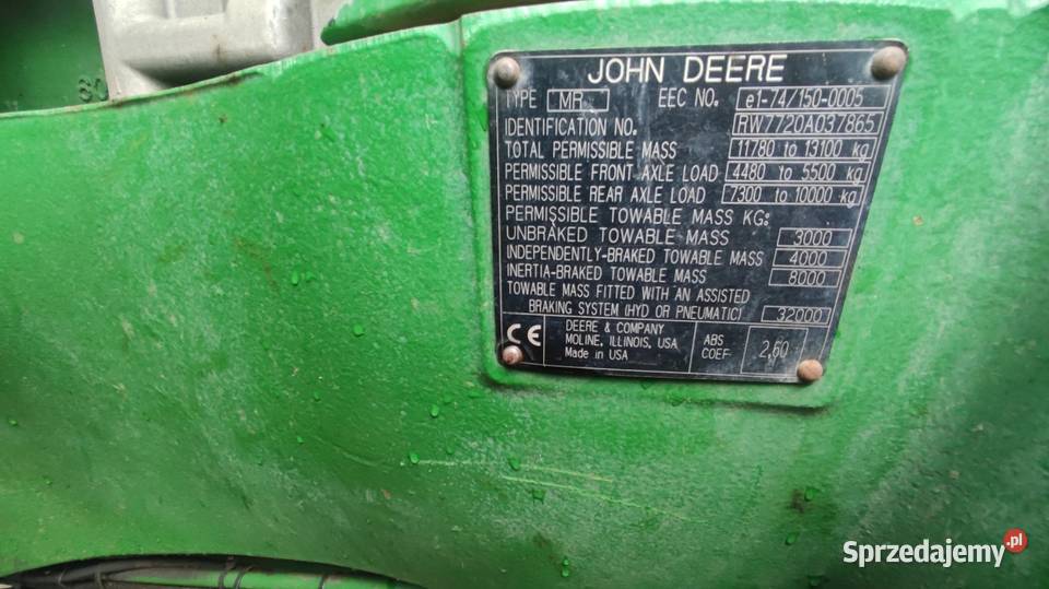 John Deere 7720 wielkopolskie Brzostów