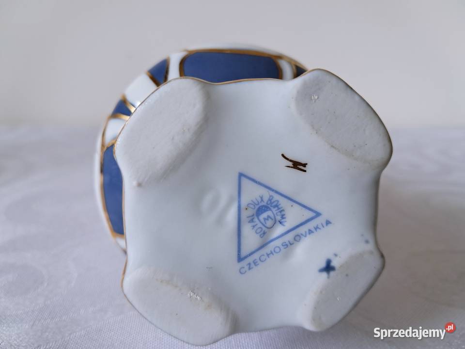 Porcelanowy wazonik niebieski Royal dux Bohemia lubuskie Strzelce Krajeńskie
