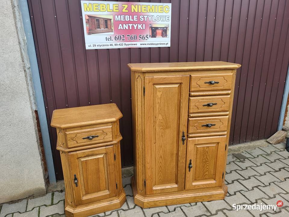 Stylowa wysoka komoda dębowa z szufladami 36cm Sypniewo