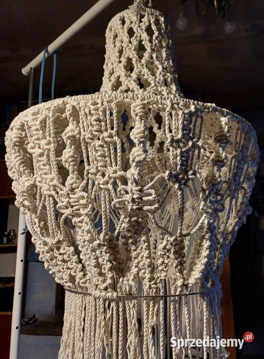 Biały abażur lampion wiszący makrama 5mm 3PLY Kraków
