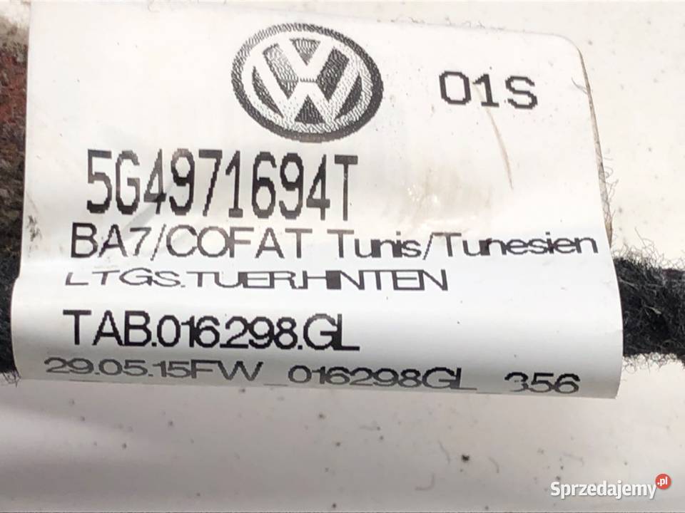 WIĄZKA DRZWI TYŁ PRAWY VW GOLF VII 16 110 sprzedam