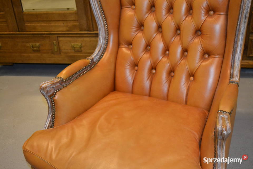 fotel ludwikowski skóra pikowania