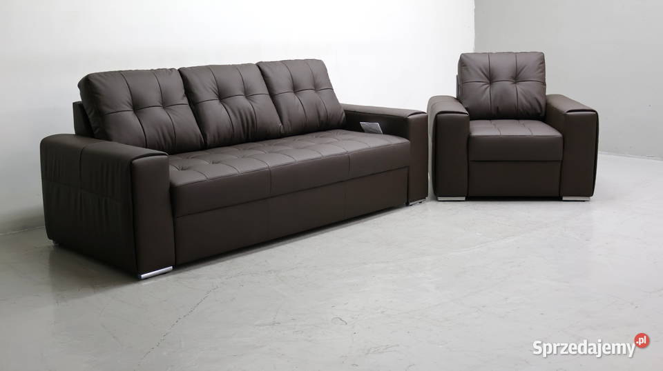 KOMPLET 31 sofy kanapy zestaw brązowa skóra 90cm Poznań