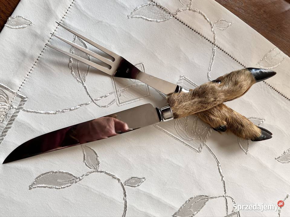 Zestaw nóż widelec z naturalnymi kopytami sarny Lucynów sprzedam