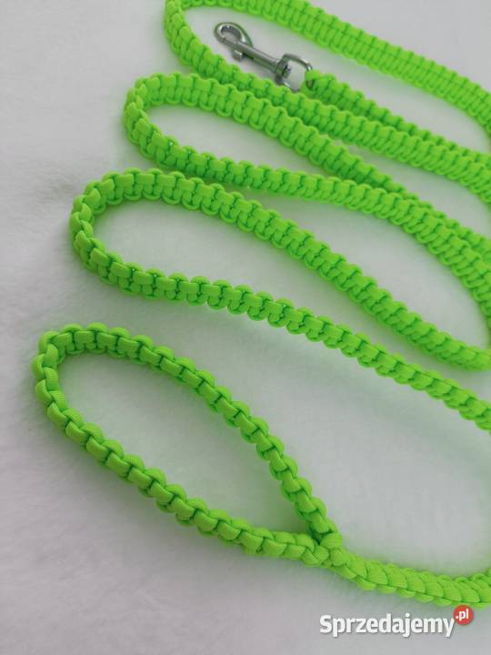 Smycz spacerowa pleciona handmade paracord Jawornik Polski