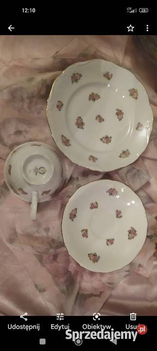 Przepiękny duży zestaw śniadaniowy filiżanka
