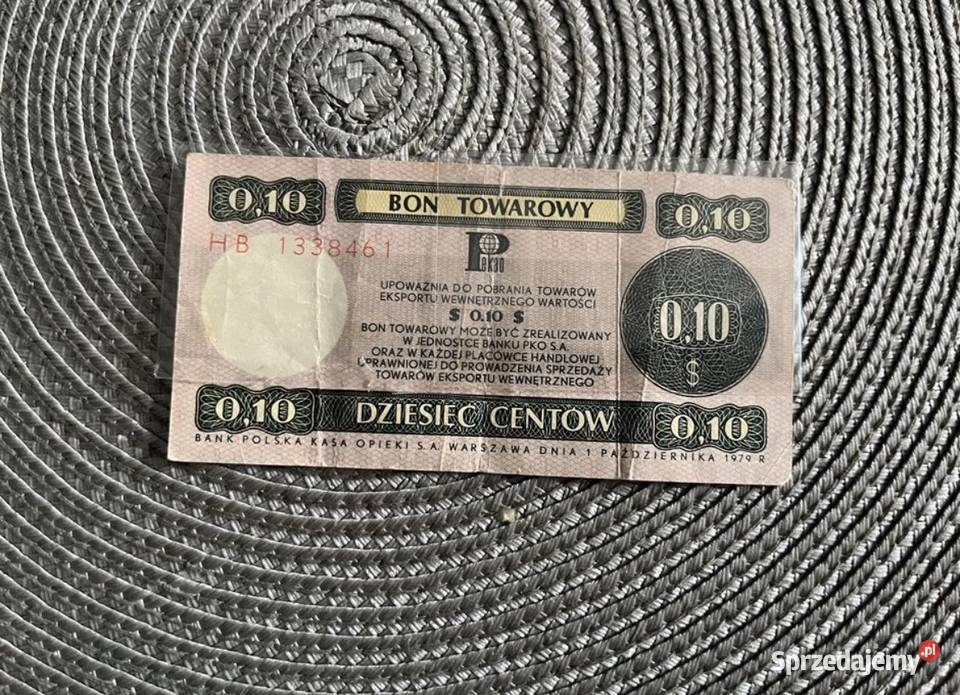 Bon towarowy 10 centów antyk 1979 r pewex PKO