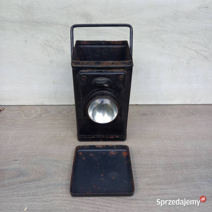 Stara lampa kolejowa wojskowa wypukła soczewka Warszawa