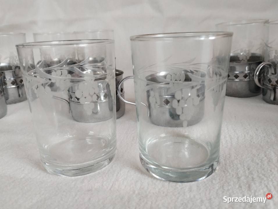 PRL Zestaw Szklanek z Cukiernicą Cieszyn sprzedam