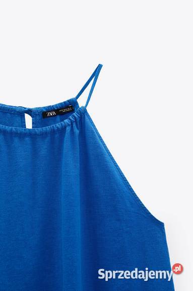 ZARA KOBALTOWA LNIANA SUKIENKA Z DEKOLTEM HALTER wielkopolskie Kalisz