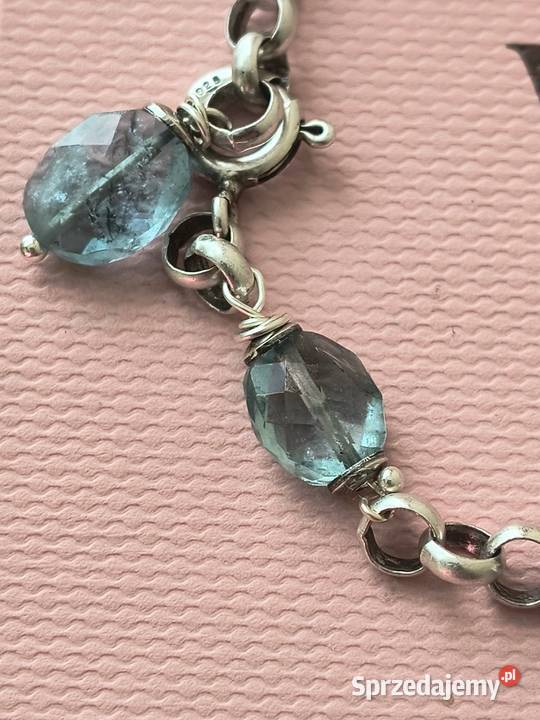 Bransoletka kamienie akwamaryn w srebrze śląskie Katowice