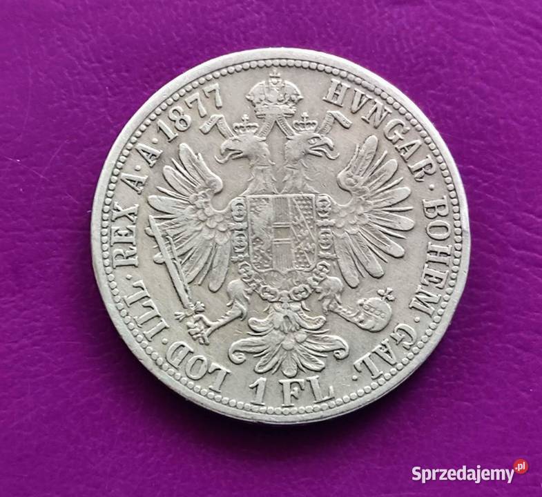 Moneta 1 FLOREN 1877 AUSTRIA Srebro Rzadkość mazowieckie Pruszków