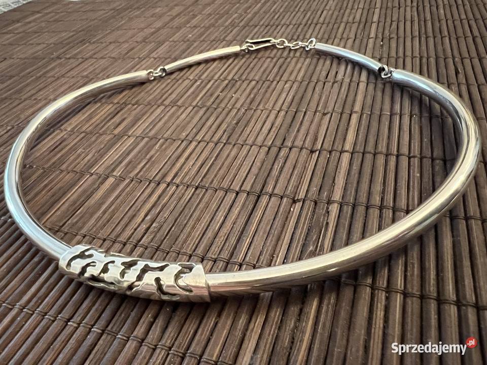 Komplet srebrny obroża 5mm zawieszka kolczyki Warszawa