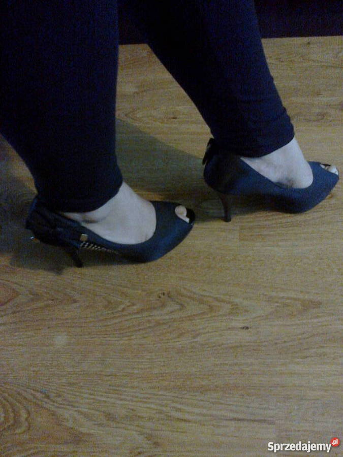 Czarne szpileczki eleganckie nowe żółty/złoty Iława