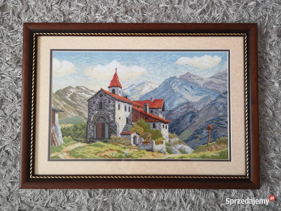 Obraz ręcznie haftowany Zamek na górskim szlaku