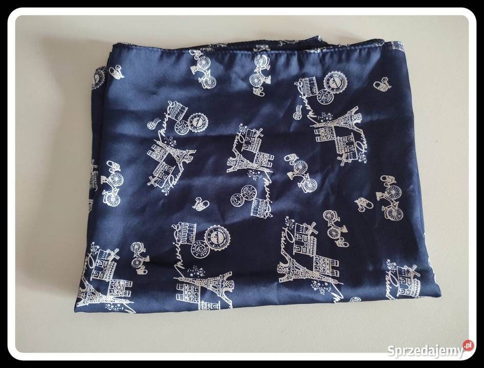 Granatowa chusta apaszka Avon wzorki 40 x 190 Płock