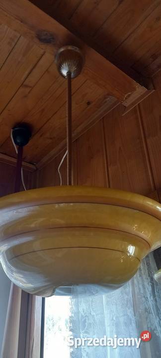 Wisząca lampa Art Deco Ładny duży klosz ampla Antyki Skierniewice