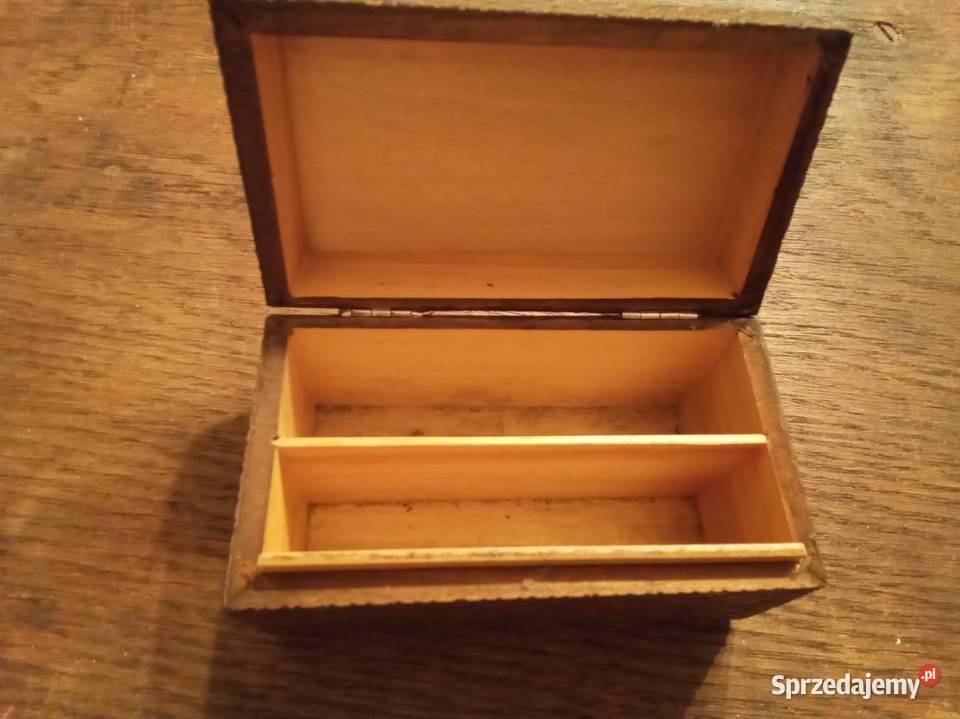Stare drewniane pudełko z dwoma przegródkami PRL mazowieckie Warszawa sprzedam