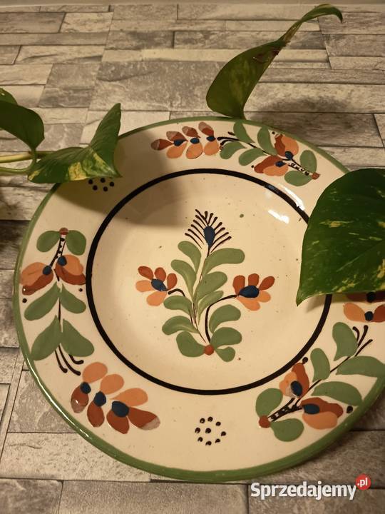 Ręcznie Malowana Patera Ludowa Majolika Kwiaty Bydgoszcz