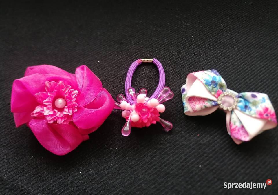 Gumka do włosów różowaTrzy ozdobne gumki do Łódź