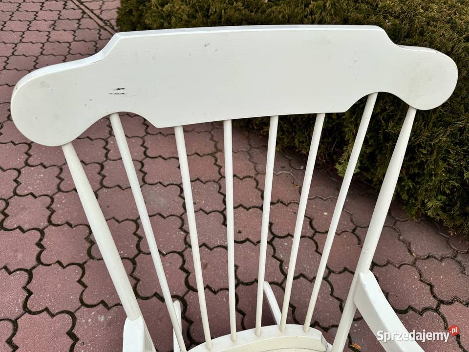 Fotel biały bujany bujak drewniany na biegunach Sulbiny sprzedam