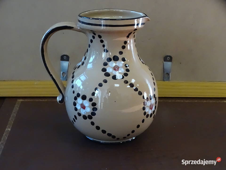 Ceramiczny dzbanek wazon ręcznie malowany retro lubelskie Biłgoraj