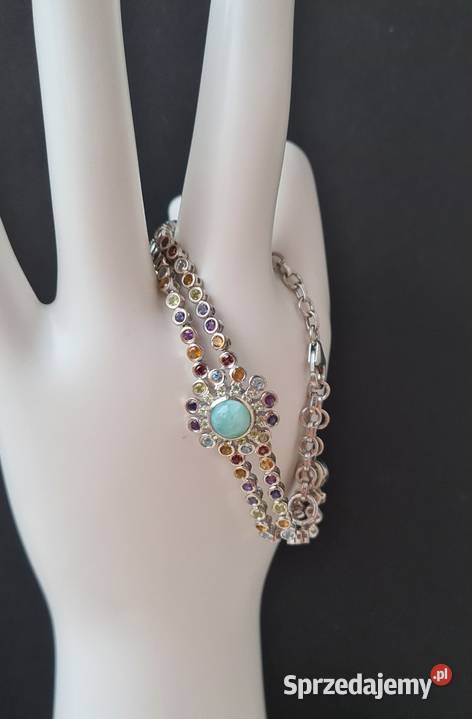 Srebrna bransoletka z kamieniami szlachetnymi Otwock sprzedam