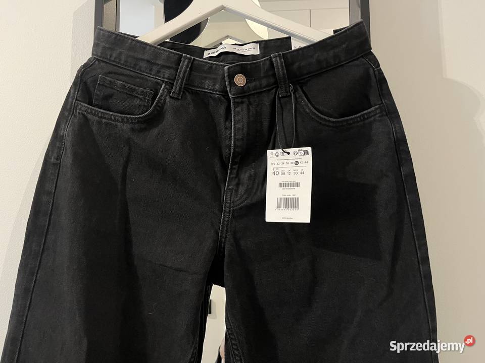 Czarne jeansy Bershka z lat 90 z szerokimi Łódź