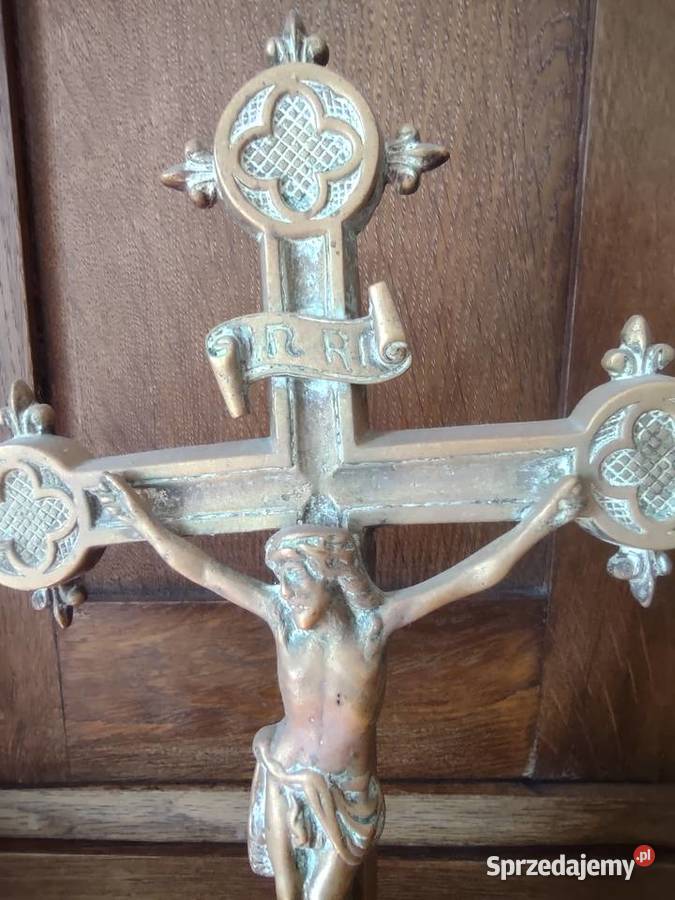 Stary krzyż krucyfiks Francja mosiądz Gniezno