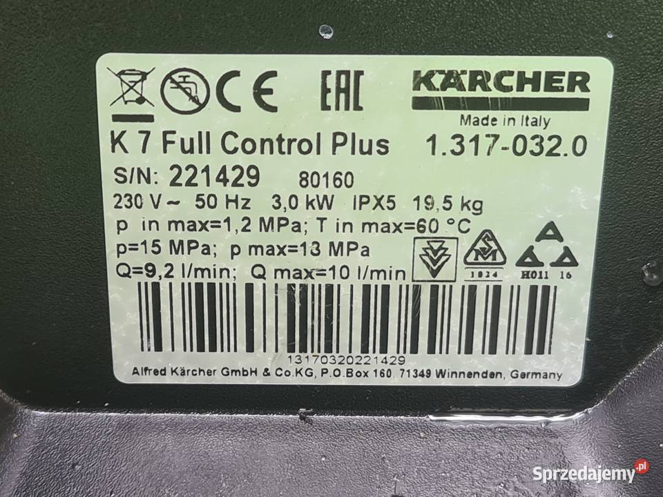 Myjka Karcher K7 Full Control Plus Gwarancją