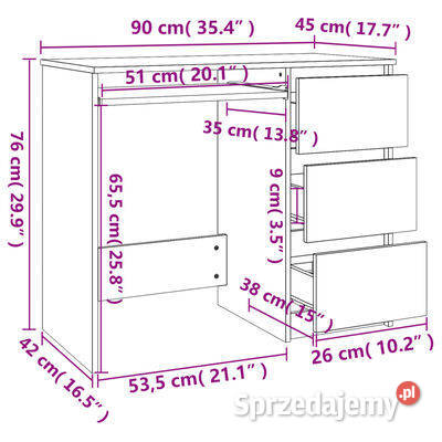 vidaXL Biurko szary dąb sonoma 90x45x76 materiał Warszawa