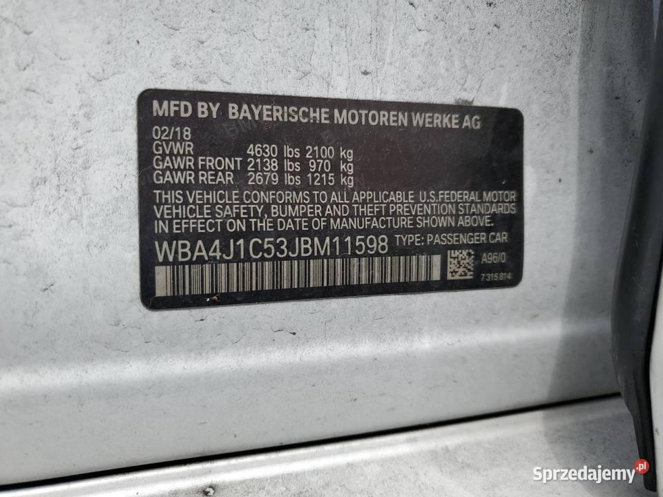 2018 BMW 430I GRAN COUPE do sprowadzenia Seria 4 Częstochowa sprzedam