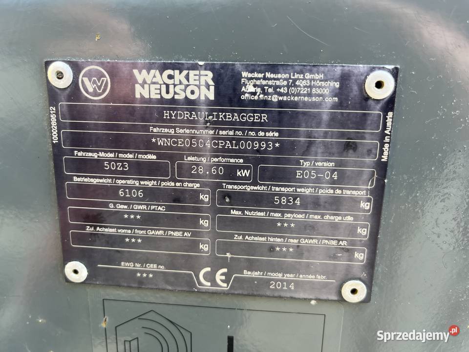 Minikoparka obrysowa Wacker Neuson 50z3 VDS JCB Nowy Sącz