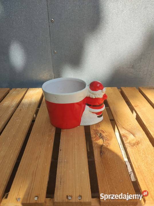 Ceramiczna doniczka z Mikołajem dekoracje inny kolor łódzkie Podkałek