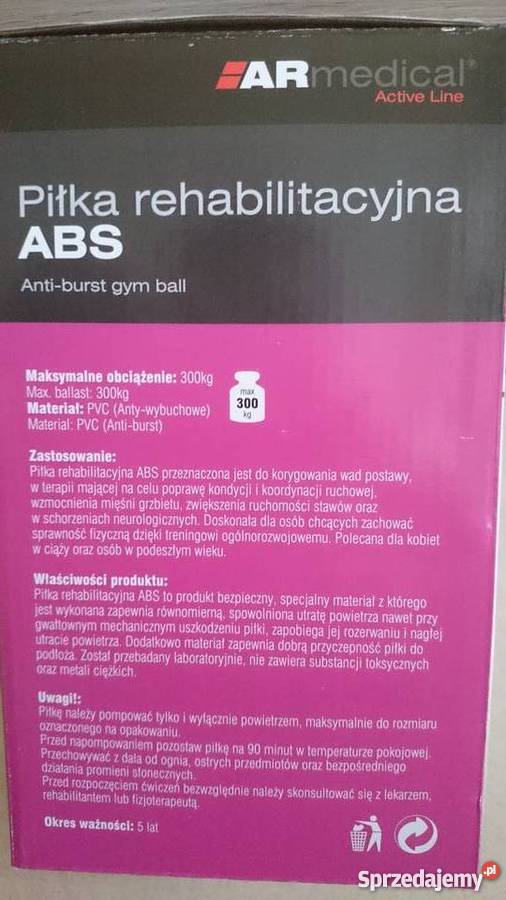 Piłka rehabilitacyjna ABS55 czerwona Armedical Kielce