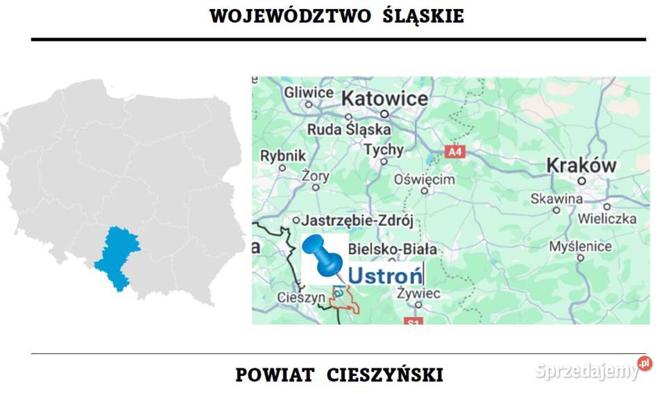WYNAJEM lokal handlowousługowy USTROŃ 58 m2 Wynajem Ustroń